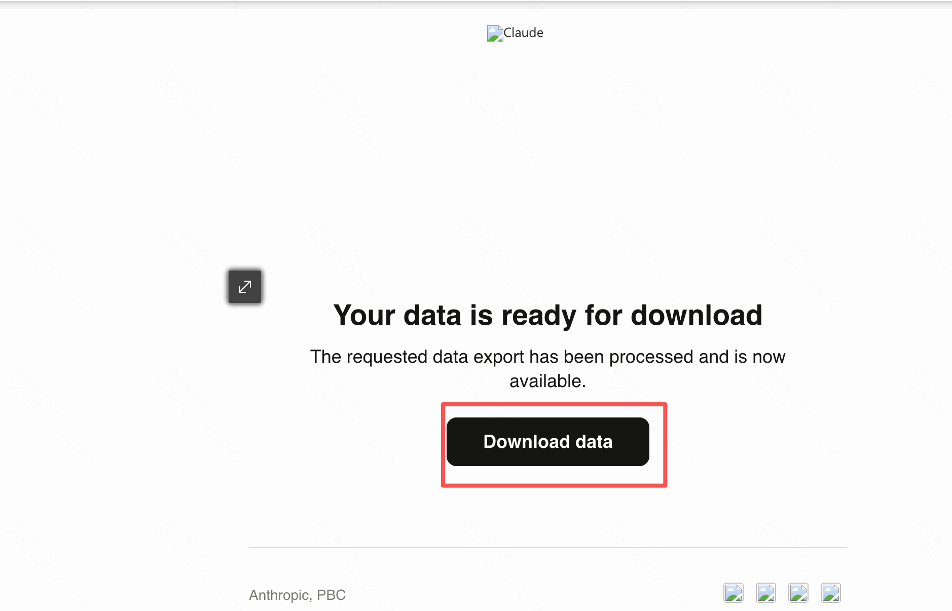 邮件落地页:Your data is ready for download 与 Download data 按钮